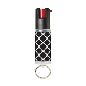 Black White Designer Pepper Spray with Key Ring