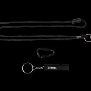 Sabre Emergency Safety Whistle with Key Ring Detachable Lanyard and Carabiner Clip