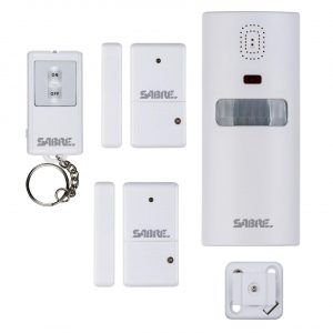 Sabre Home Security System with Remote Comes with 1 Motion Sensor Alarm 2 Door or Window Alarms and 1 Remote Key Fob